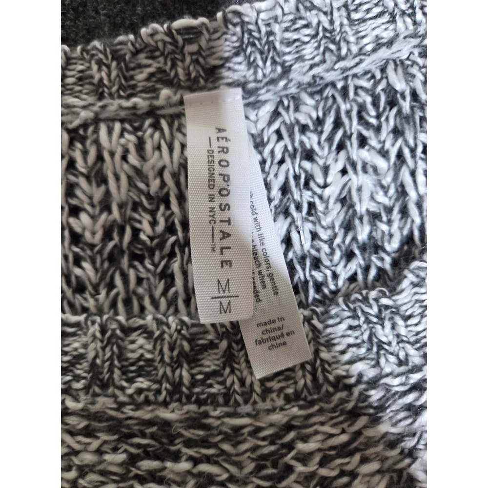 Aeropostale Womens‎ Marled Grey White Knit Scoop Neck Long Sleeve Sweater Size M - Picture 3 of 5